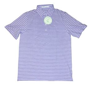 Criquet Men's Golf Athletic Performance Polo Large Purple Striped Shirt NWT